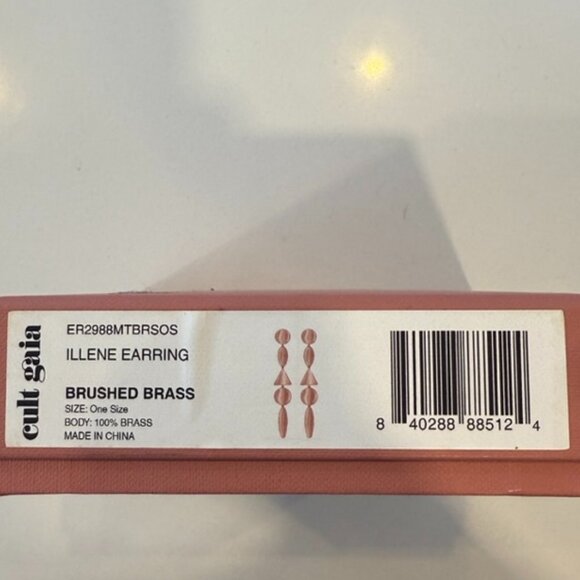 NWT Cult Gaia Illene Clip On Earrings Gold Drop in Brushed Brass - Picture 5 of 7